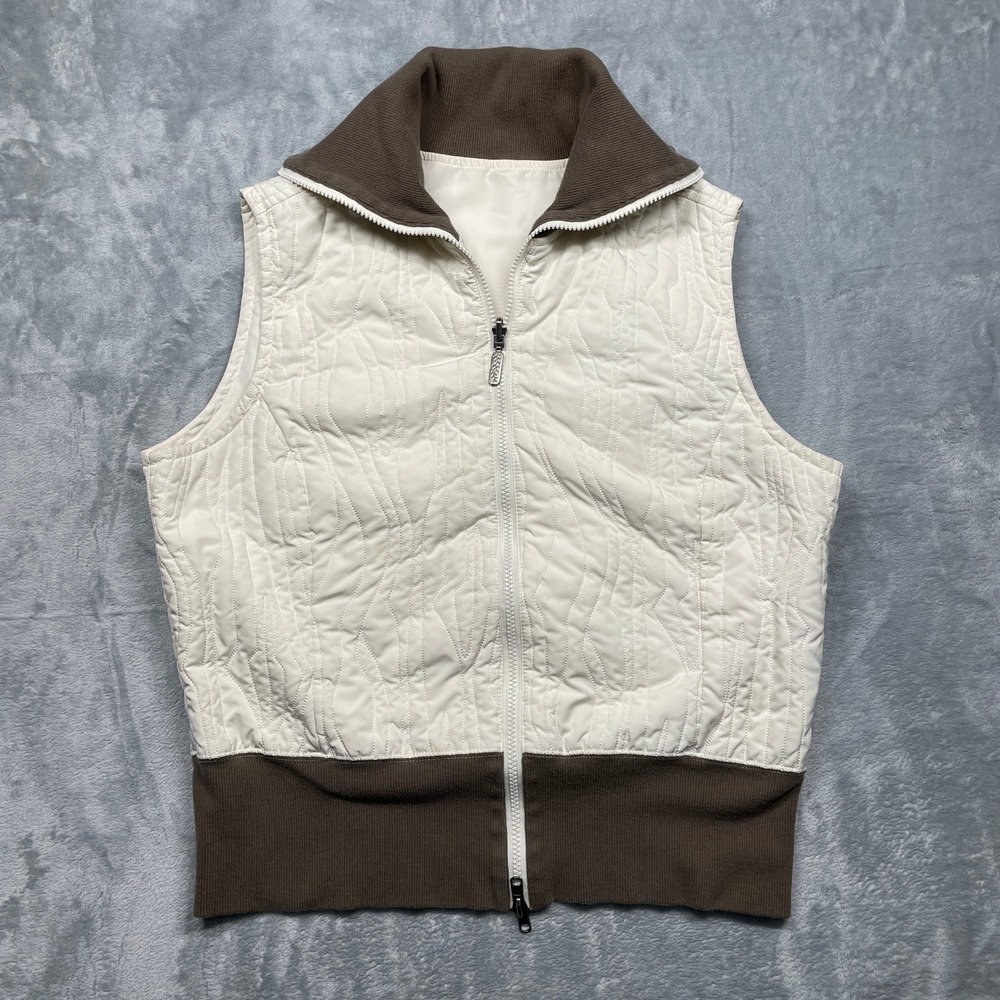 Columbia Cream and Brown Quilted Sleeveless Vest
